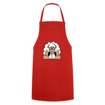 Sheep Nerd Geek Book Reading Nerd Horn-Rimmed Glasses Desk - Cooking Apron - red - Front - AI Model Male 185 dark (185cm)