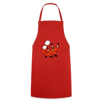2 Foxes Mother Red Fox Little Child Father Mom - Cooking Apron - red - Front - AI Model Male 185 dark (185cm)
