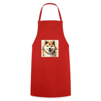 Dessin de Shiba Inu - Tablier de cuisine - rouge - Devant - AI Model Male 185 dark (185cm)