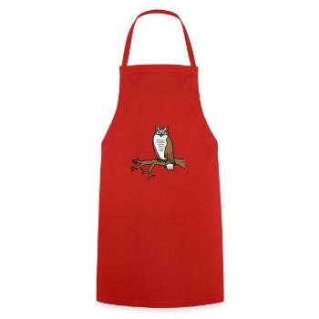 Owl Bird Eagle Owl Branch Tree Woodland Barn Owl Owl Cute - Cooking Apron - red - Front - AI Model Male 185 dark (185cm)