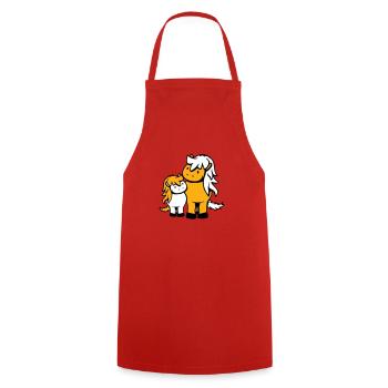 2 Cute Horses Child Family Mom Dad Mom Father - Cooking Apron - red - Front - AI Model Male 185 dark (185cm)