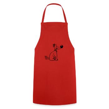 Dog Big Nose Wagging Cute Happy - Cooking Apron - red - Front - AI Model Male 185 dark (185cm)