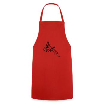 Tattoo Maschine - Kochschürze - Rot - Vorne - AI Model Male 185 dark (185cm)