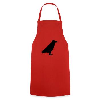 Corbeau oiseau Stands Crow Silhouette Outline Noir - Tablier de cuisine - rouge - Devant - AI Model Male 185 dark (185cm)