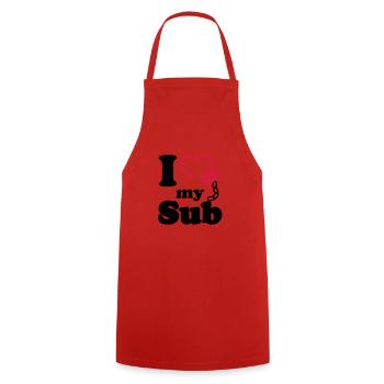 I Love my Sub - Cooking Apron - red - Front - AI Model Male 185 dark (185cm)