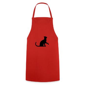 Black cat - Cooking Apron - red - Front - AI Model Male 185 dark (185cm)