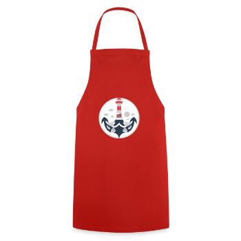 Maritime illustration of an anchor - Cooking Apron - red - Front - AI Model Male 185 dark (185cm)