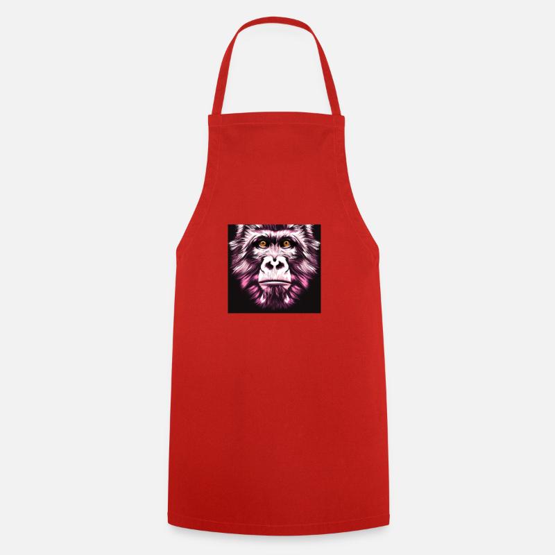 Le singe le plus triste Portrait d’animal Style Pop Art - Tablier de cuisine - rouge