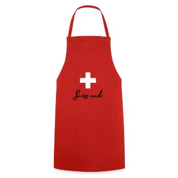 Swiss made - Cooking Apron - red - Front - AI Model Male 185 dark (185cm)