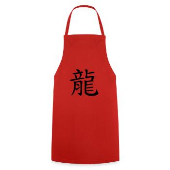 ❤️👄🐉Dragon en caractère chinois-Dragon d'amour- 龍 - Tablier de cuisine - rouge - Devant - AI Model Male 185 dark (185cm)
