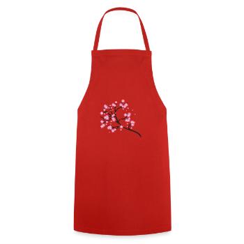 Cherry blossom branch - Cooking Apron - red - Front - AI Model Male 185 dark (185cm)