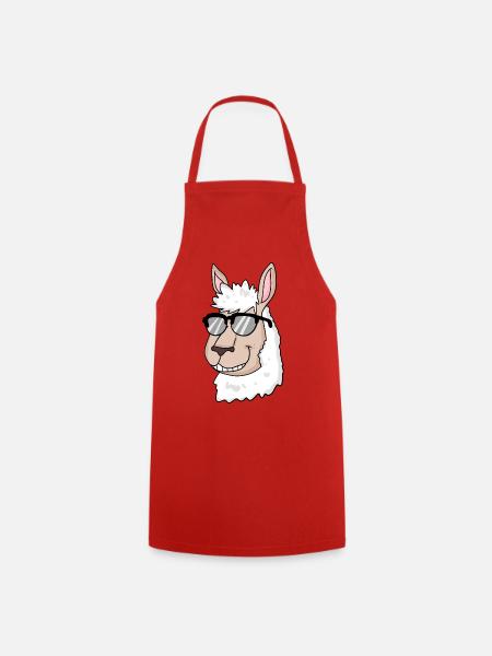 cooles Lama mit Sonnenbrille - Kochschürze - Rot