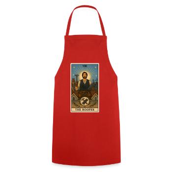 Couvreurs | Tarot Artisanat sur le toit - Tablier de cuisine - rouge - Devant - AI Model Male 185 dark (185cm)