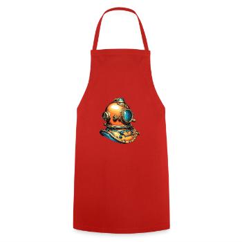 Alter nostalgischer Taucherhelm - Kochschürze - Rot - Vorne - AI Model Male 185 dark (185cm)