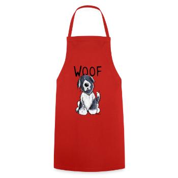Woof Neufundländer - Neufi - Neufis - Geschenk - Kochschürze - Rot - Vorne - AI Model Male 185 dark (185cm)