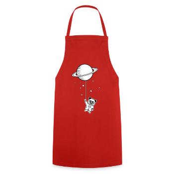 kleiner Astronauten Panda Bär mit Saturn Ballon - Kochschürze - Rot - Vorne - AI Model Male 185 dark (185cm)
