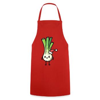 Kawaii leek with santa hat - Cooking Apron - red - Front - AI Model Male 185 dark (185cm)