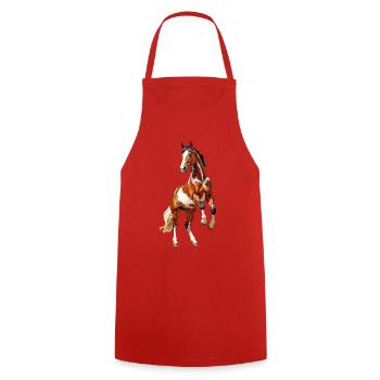 Horse - Cooking Apron - red - Front - AI Model Male 185 dark (185cm)