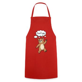 Think Light Bear Cartoon Motif - Cooking Apron - red - Front - AI Model Male 185 dark (185cm)