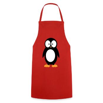 Drôle de Pingouin aux Grands Yeux Minimaliste - Tablier de cuisine - rouge - Devant - AI Model Male 185 dark (185cm)