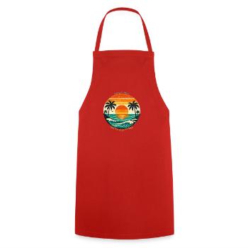 Endloser Sommer: Meer, Sonne & Vibes - Kochschürze - Rot - Vorne - AI Model Male 185 dark (185cm)