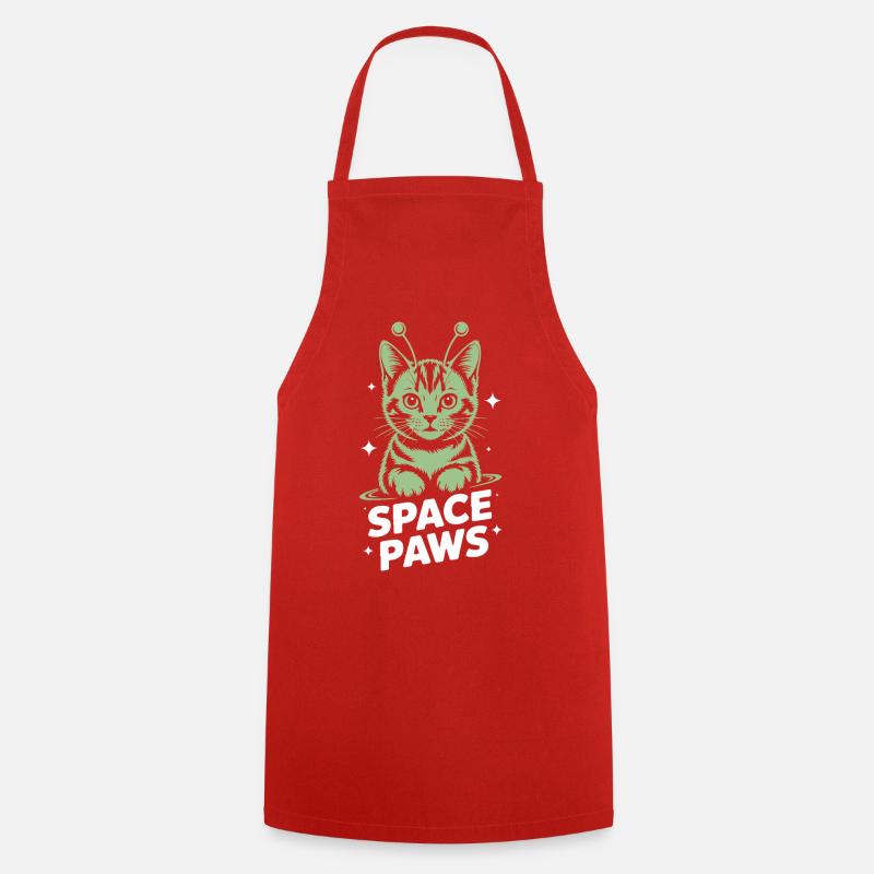 Chat Spatial Pattes Astrales - Tablier de cuisine - rouge
