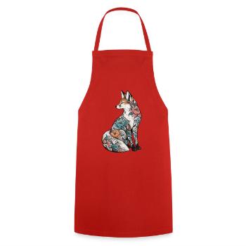 Mondfuchs mit Blumen-Tattoo - Kochschürze - Rot - Vorne - AI Model Male 185 dark (185cm)
