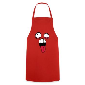 crazy face head eyes tongue mouth outstretched - Cooking Apron - red - Front - AI Model Male 185 dark (185cm)