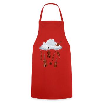 A cloud in the sky full of hanging violins - Cooking Apron - red - Front - AI Model Male 185 dark (185cm)