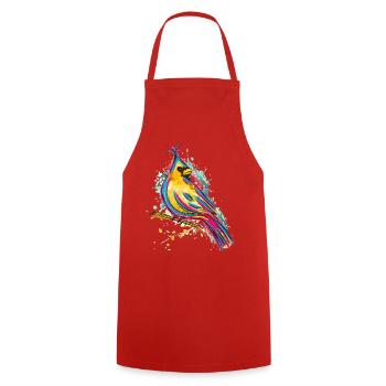 Colorful bird - drawing by watercolor - beautiful bird - Cooking Apron - red - Front - AI Model Male 185 dark (185cm)