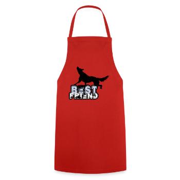 Loup | lobo Meilleur ami - Tablier de cuisine - rouge - Devant - AI Model Male 185 dark (185cm)