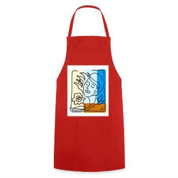 EC Woman I Summer I Gift I Flowers I Mother's Day - Cooking Apron - red - Front - AI Model Male 185 dark (185cm)