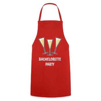 Bachelorette Party (Sparkling Wine Funnel Shut 3C) - Cooking Apron - red - Front - AI Model Male 185 dark (185cm)