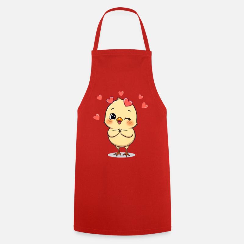 Cuddly chick with heart accessories - Cooking Apron - red