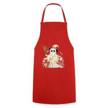 Faucheuse fantaisiste aux accents floraux - Tablier de cuisine - rouge - Devant - AI Model Male 185 dark (185cm)