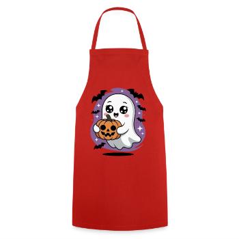 Fantômes mignons avec un motif de citrouille d'Halloween - Tablier de cuisine - rouge - Devant - AI Model Male 185 dark (185cm)