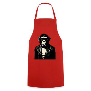 Chimp Rebel Biker Illustration - Cooking Apron - red - Front - AI Model Male 185 dark (185cm)