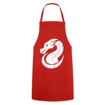 Dragon silhouette white - Cooking Apron - red - Front - AI Model Male 185 dark (185cm)