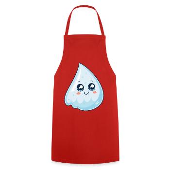 Smiling Blue Kawaii Drop - Cooking Apron - red - Front - AI Model Male 185 dark (185cm)