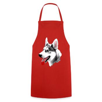 Husky Pop Art Head - Cooking Apron - red - Front - AI Model Male 185 dark (185cm)