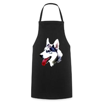Husky head with red tongue - Cooking Apron - black - Front - AI Model Male 185 dark (185cm)