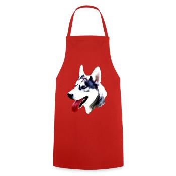 Husky head with red tongue - Cooking Apron - red - Front - AI Model Male 185 dark (185cm)