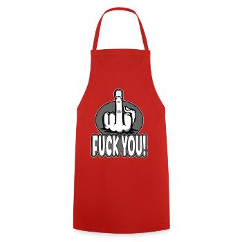 Middle Finger Stinky Finger Fuck You Design - Cooking Apron - red - Front - AI Model Male 185 dark (185cm)