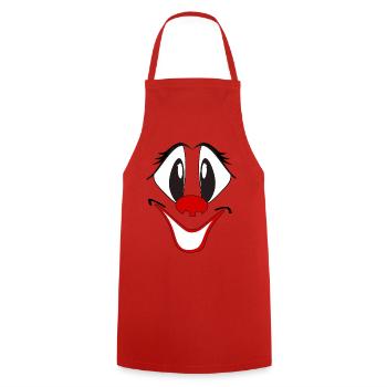 Lachender Clown Cartoon Gesicht - Kochschürze - Rot - Vorne - AI Model Male 185 dark (185cm)