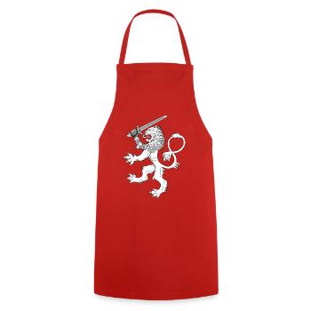 Aalto Asko Kunst Heraldischer Löwe Weiß - Kochschürze - Rot - Vorne - AI Model Male 185 dark (185cm)