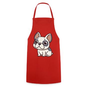 Bulldog Cartoon Blanc et Gris - Tablier de cuisine - rouge - Devant - AI Model Male 185 dark (185cm)