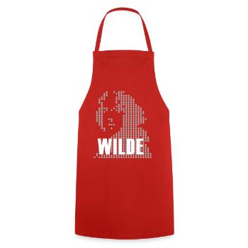 Logo portrait en demi-teinte Oscar Wilde - Tablier de cuisine - rouge - Devant - AI Model Male 185 dark (185cm)