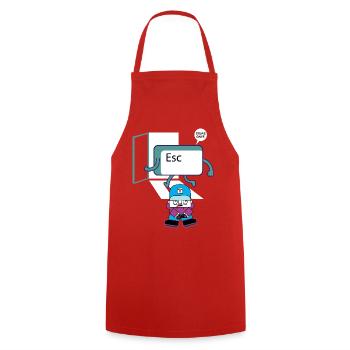 Escape Key Hero Retro Gamer Tastenkappe - Kochschürze - Rot - Vorne - AI Model Male 185 dark (185cm)