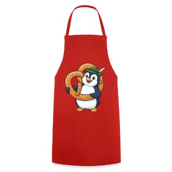 Dessin animé Bavaria du Pingouin mignon avec un bretzel - Tablier de cuisine - rouge - Devant - AI Model Male 185 dark (185cm)