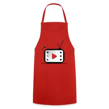Retro TV Play Button Pattern - Cooking Apron - red - Front - AI Model Male 185 dark (185cm)